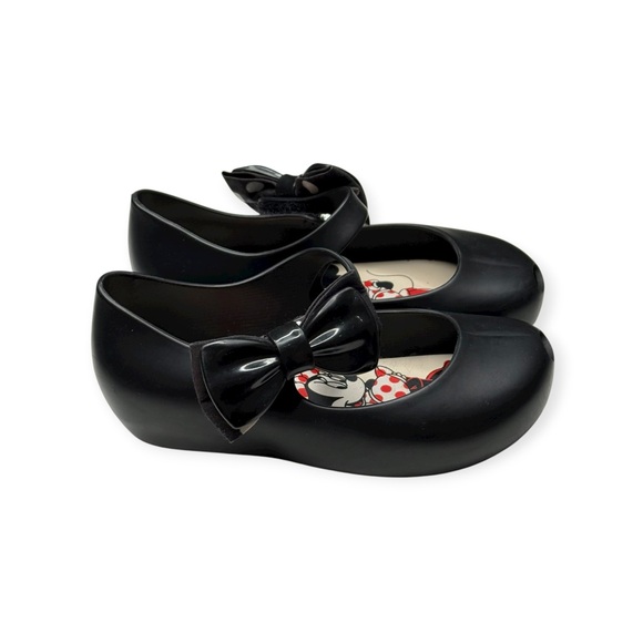 Mini Melissa 𖠌 Minnie Mouse Disney Ultra Bow Jelly Flat Shoes 𖠌 Black 𖠌 Girls 10 - Picture 3 of 16